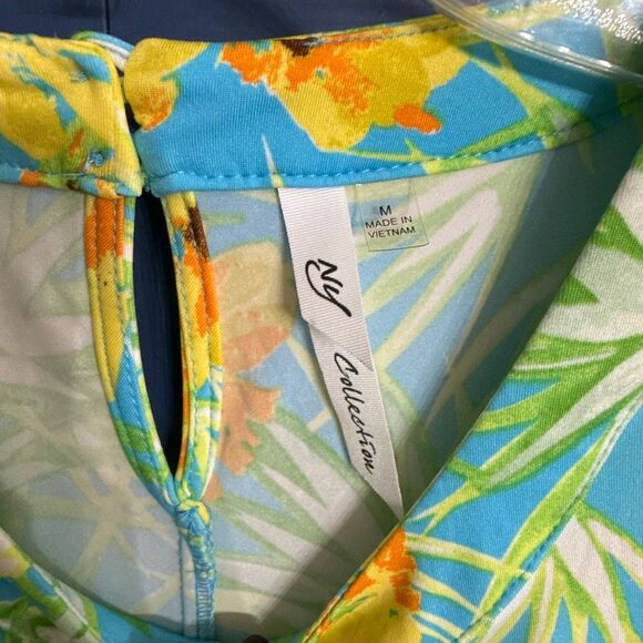 NY Collection Tropical Ruffle Hem Sleeveless Dress Size M NWOT - Picture 3 of 5